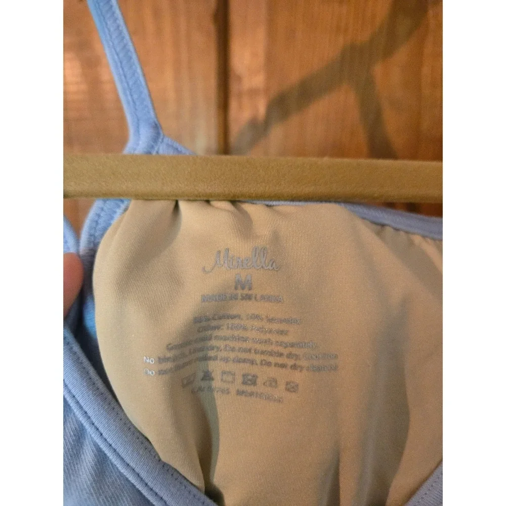 MIRELLA Kids Light Blue Camisole Leotard with Attached Skirt Dance Dress Size M